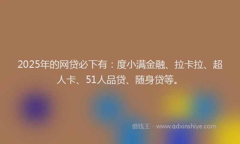 2025年的网贷必下有：度小满金融、拉卡拉、超人卡、51人品贷、随身贷等。