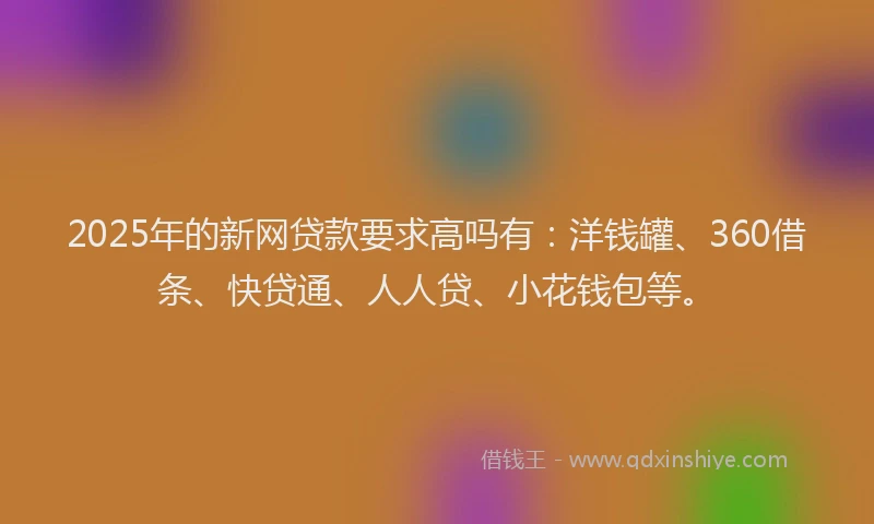 2025年的新网贷款要求高吗有：洋钱罐、360借条、快贷通、人人贷、小花钱包等。