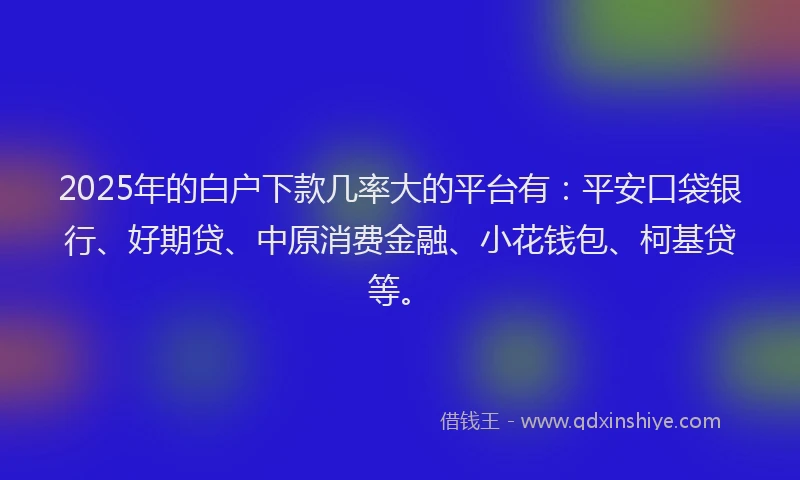 2025年的白户下款几率大的平台有：平安口袋银行、好期贷、中原消费金融、小花钱包、柯基贷等。