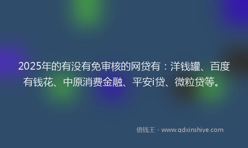2025年的有没有免审核的网贷有：洋钱罐、百度有钱花、中原消费金融、平安i贷、微粒贷等。