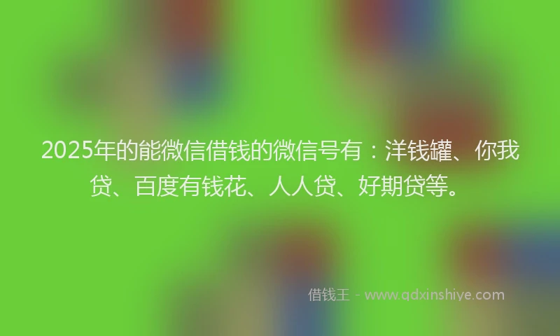 2025年的能微信借钱的微信号有：洋钱罐、你我贷、百度有钱花、人人贷、好期贷等。