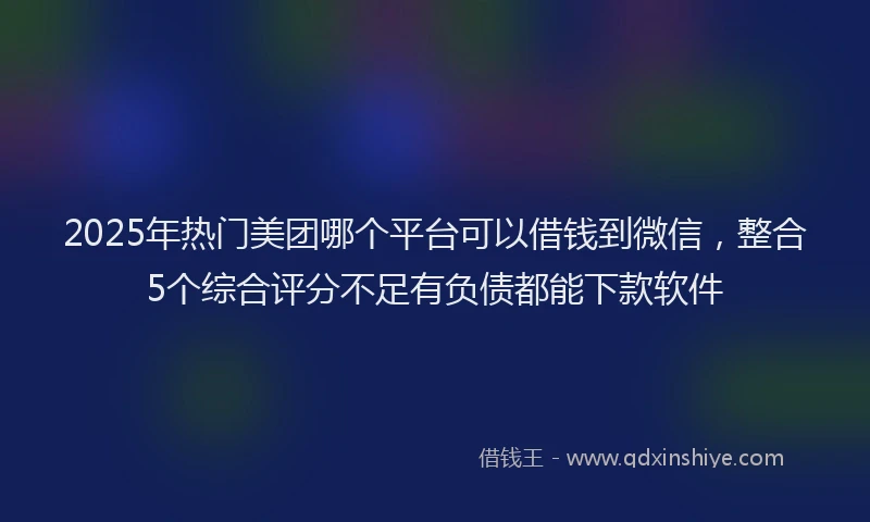 2025年热门美团哪个平台可以借钱到微信，整合5个综合评分不足有负债都能下款软件