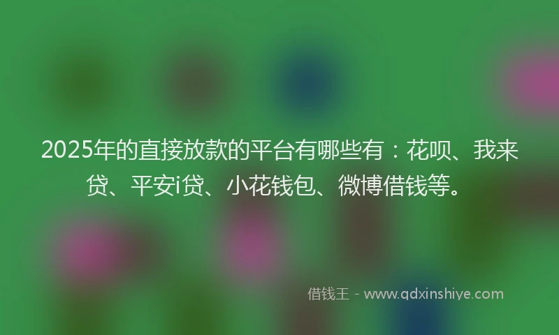 2025年的直接放款的平台有哪些有：花呗、我来贷、平安i贷、小花钱包、微博借钱等。