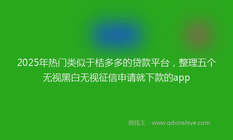2025年热门类似于桔多多的贷款平台，整理五个无视黑白无视征信申请就下款的app