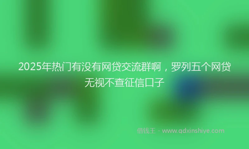 2025年热门有没有网贷交流群啊，罗列五个网贷无视不查征信口子