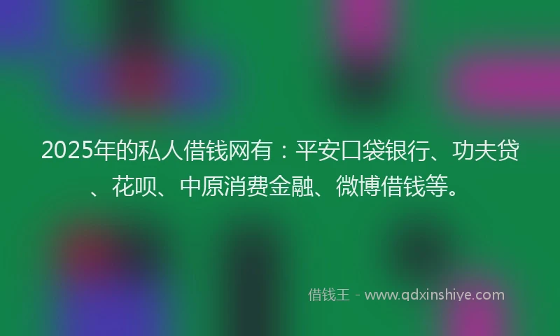 2025年的私人借钱网有：平安口袋银行、功夫贷、花呗、中原消费金融、微博借钱等。