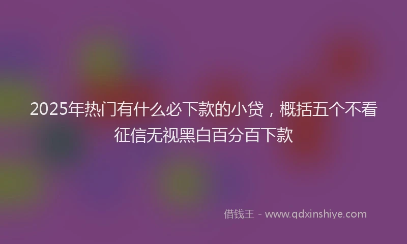 2025年热门有什么必下款的小贷，概括五个不看征信无视黑白百分百下款
