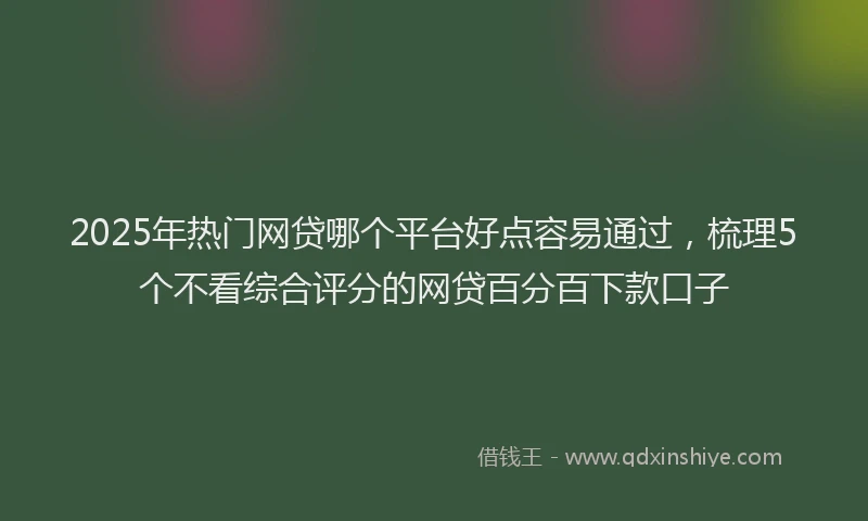 2025年热门网贷哪个平台好点容易通过，梳理5个不看综合评分的网贷百分百下款口子