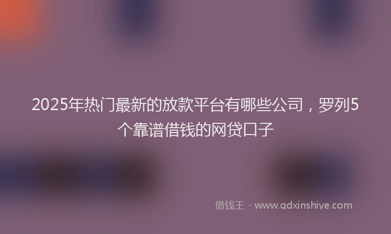 2025年热门最新的放款平台有哪些公司，罗列5个靠谱借钱的网贷口子