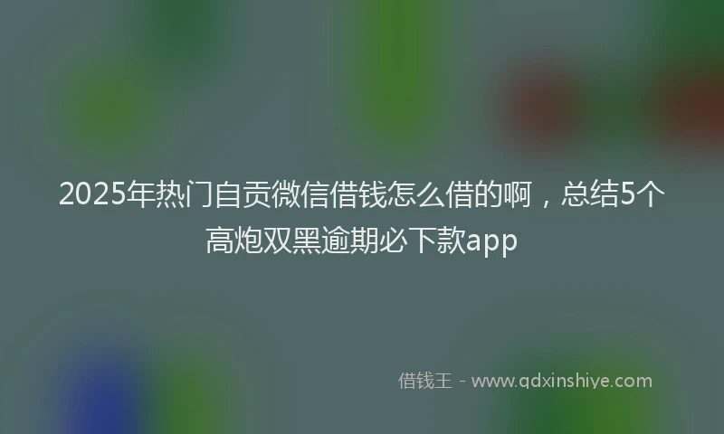 2025年热门自贡微信借钱怎么借的啊，总结5个高炮双黑逾期必下款app