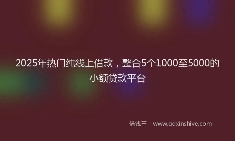 2025年热门纯线上借款，整合5个1000至5000的小额贷款平台
