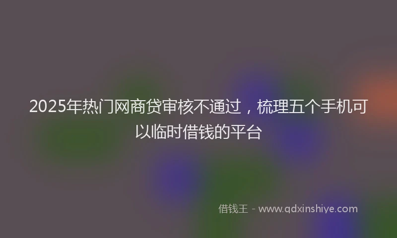 2025年热门网商贷审核不通过，梳理五个手机可以临时借钱的平台