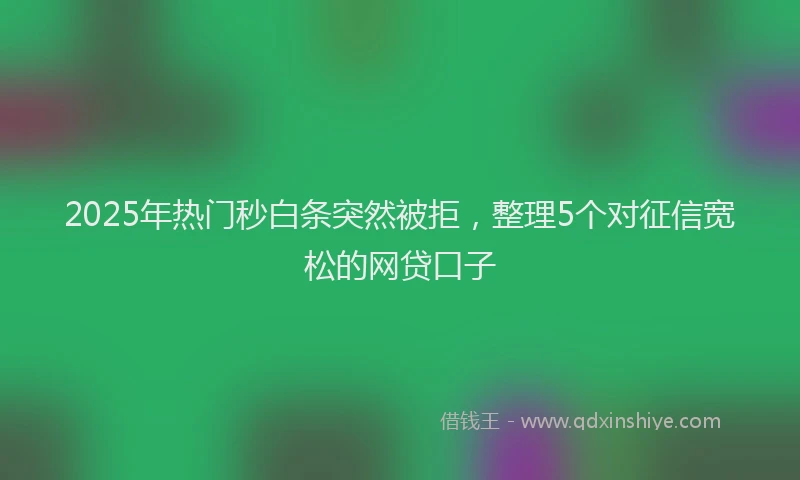 2025年热门秒白条突然被拒，整理5个对征信宽松的网贷口子