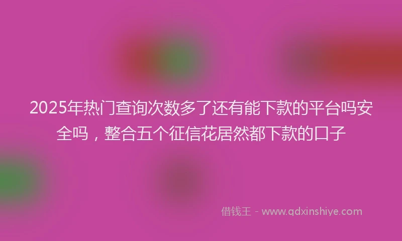 2025年热门查询次数多了还有能下款的平台吗安全吗，整合五个征信花居然都下款的口子