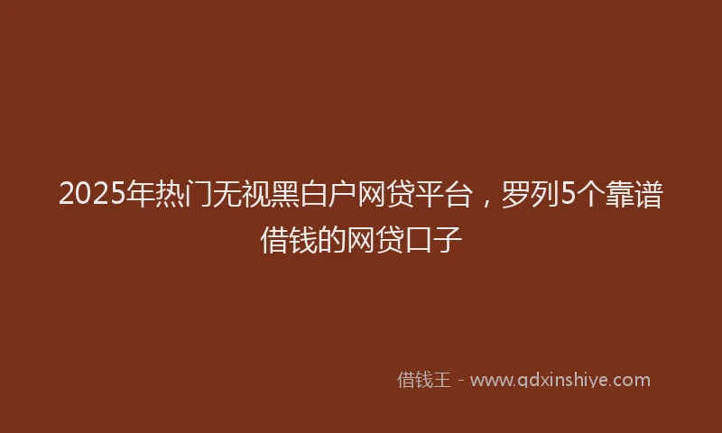2025年热门无视黑白户网贷平台，罗列5个靠谱借钱的网贷口子