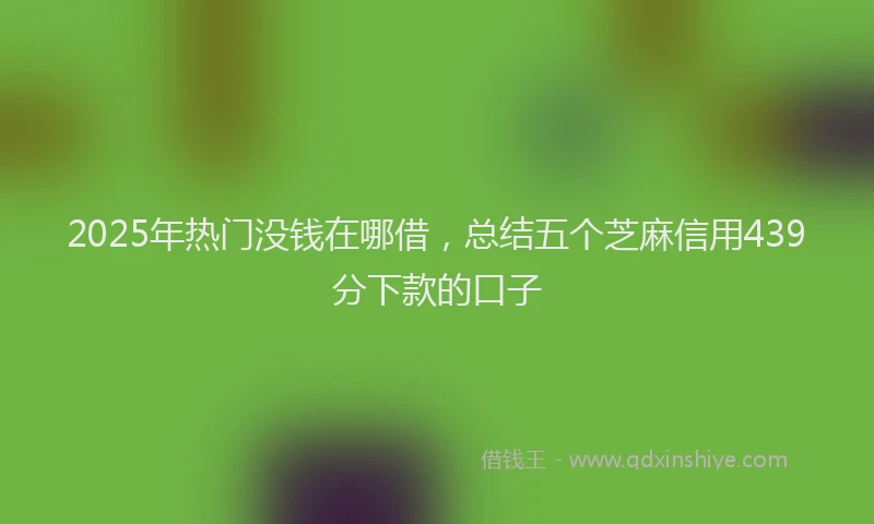 2025年热门没钱在哪借，总结五个芝麻信用439分下款的口子