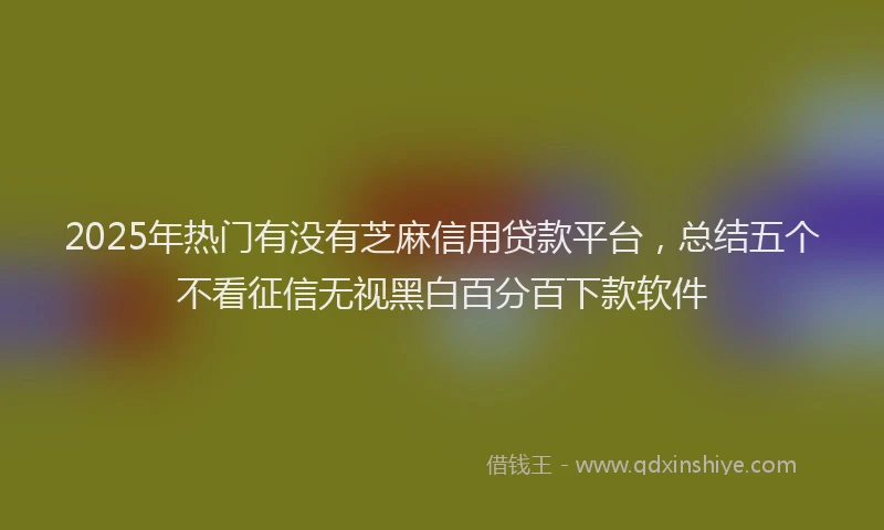 2025年热门有没有芝麻信用贷款平台，总结五个不看征信无视黑白百分百下款软件