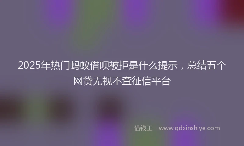 2025年热门蚂蚁借呗被拒是什么提示，总结五个网贷无视不查征信平台