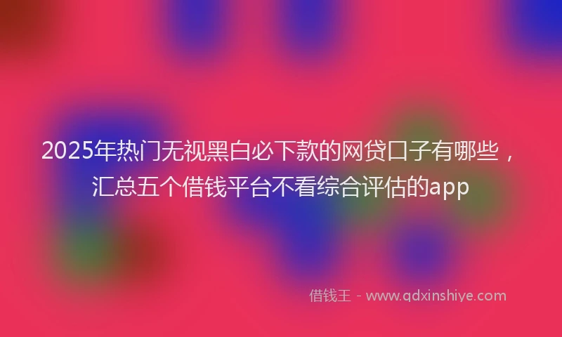 2025年热门无视黑白必下款的网贷口子有哪些，汇总五个借钱平台不看综合评估的app