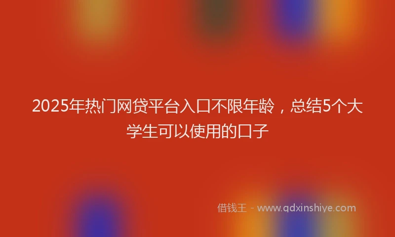 2025年热门网贷平台入口不限年龄，总结5个大学生可以使用的口子