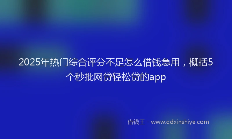 2025年热门综合评分不足怎么借钱急用，概括5个秒批网贷轻松贷的app