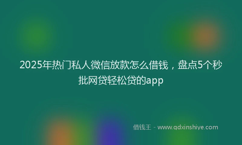2025年热门私人微信放款怎么借钱，盘点5个秒批网贷轻松贷的app