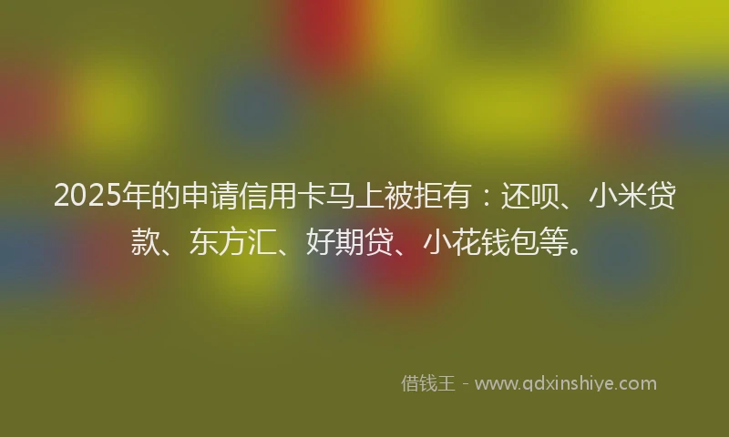 2025年的申请信用卡马上被拒有：还呗、小米贷款、东方汇、好期贷、小花钱包等。