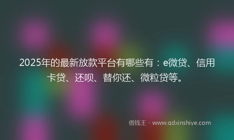 2025年的最新放款平台有哪些有：e微贷、信用卡贷、还呗、替你还、微粒贷等。