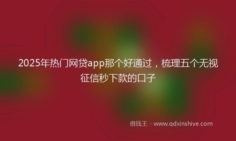 2025年热门网贷app那个好通过，梳理五个无视征信秒下款的口子