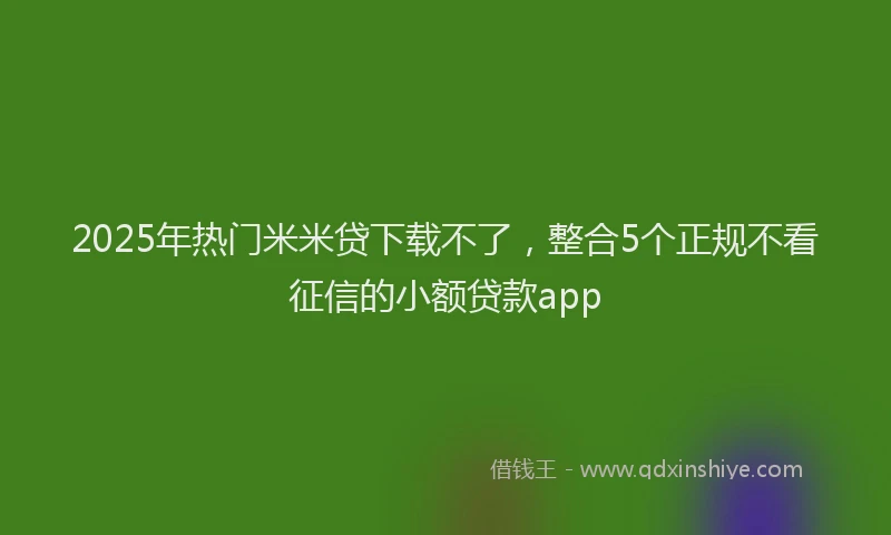 2025年热门米米贷下载不了，整合5个正规不看征信的小额贷款app