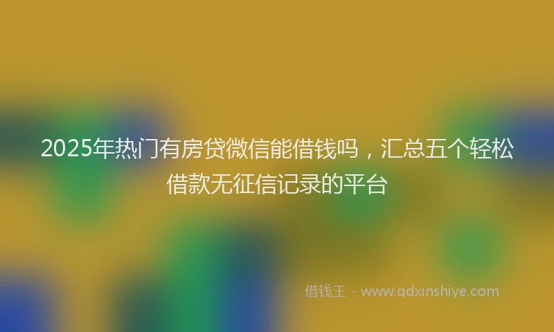 2025年热门有房贷微信能借钱吗，汇总五个轻松借款无征信记录的平台