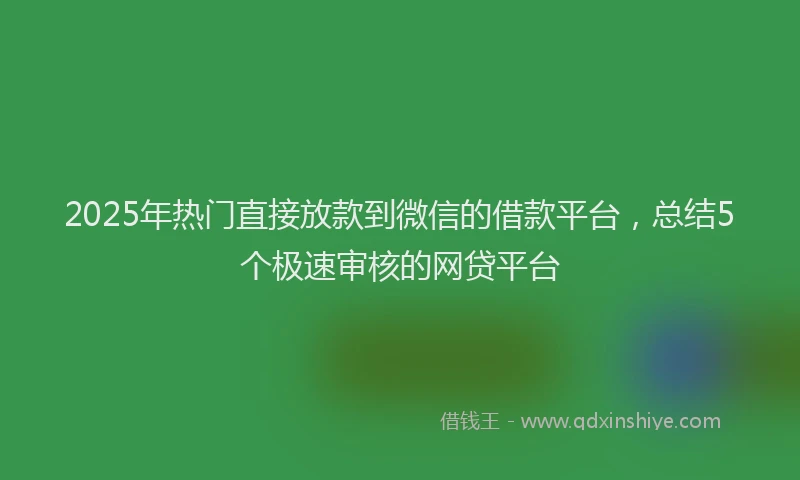 2025年热门直接放款到微信的借款平台，总结5个极速审核的网贷平台