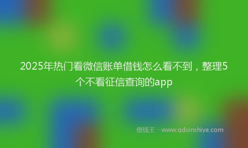 2025年热门看微信账单借钱怎么看不到，整理5个不看征信查询的app