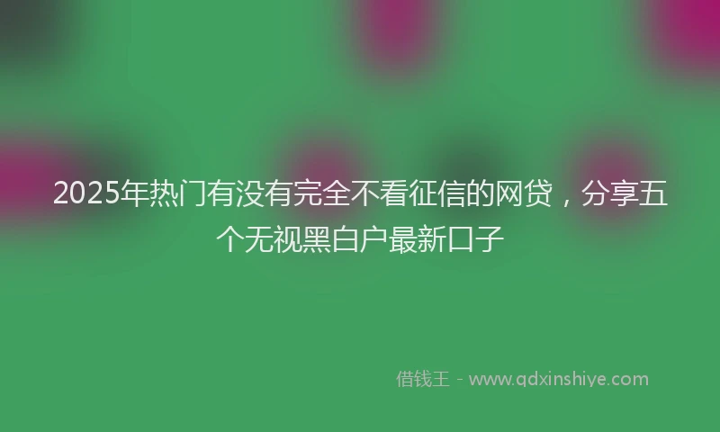 2025年热门有没有完全不看征信的网贷，分享五个无视黑白户最新口子