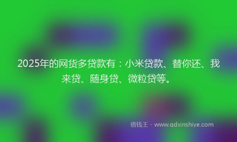 2025年的网货多贷款有：小米贷款、替你还、我来贷、随身贷、微粒贷等。