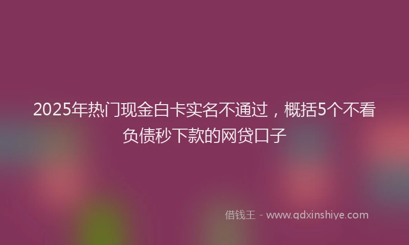 2025年热门现金白卡实名不通过，概括5个不看负债秒下款的网贷口子
