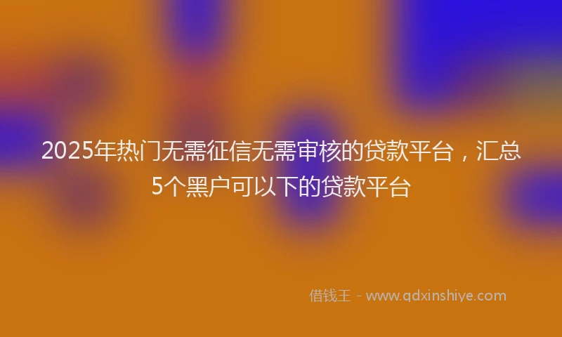 2025年热门无需征信无需审核的贷款平台，汇总5个黑户可以下的贷款平台