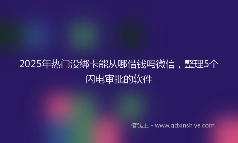 2025年热门没绑卡能从哪借钱吗微信，整理5个闪电审批的软件