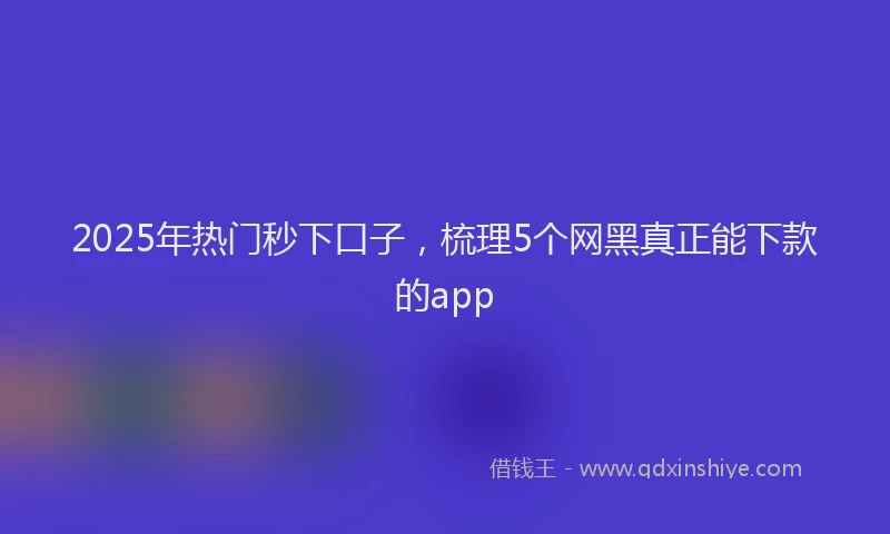2025年热门秒下口子，梳理5个网黑真正能下款的app