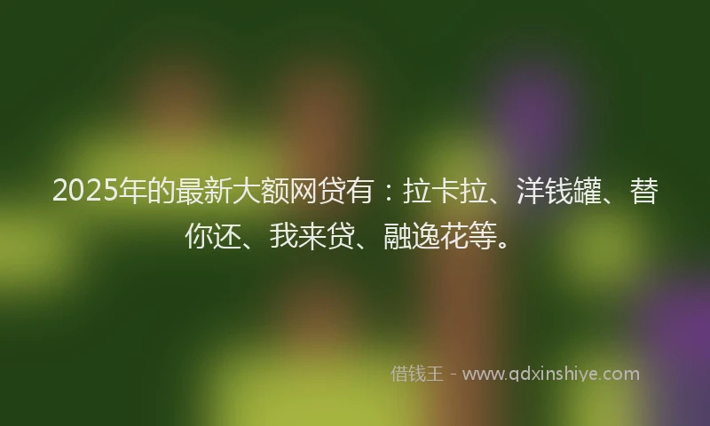 2025年的最新大额网贷有：拉卡拉、洋钱罐、替你还、我来贷、融逸花等。