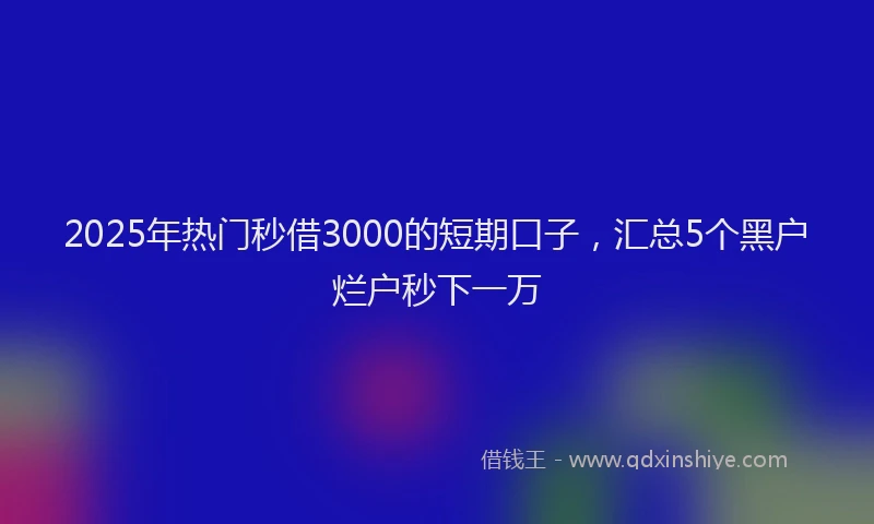 2025年热门秒借3000的短期口子，汇总5个黑户烂户秒下一万