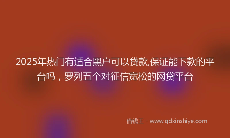 2025年热门有适合黑户可以贷款,保证能下款的平台吗，罗列五个对征信宽松的网贷平台