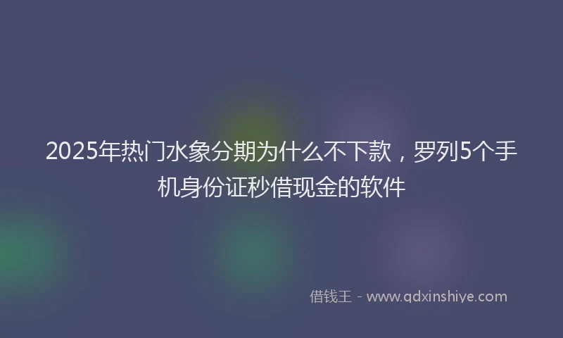 2025年热门水象分期为什么不下款，罗列5个手机身份证秒借现金的软件