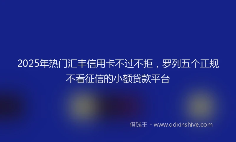 2025年热门汇丰信用卡不过不拒，罗列五个正规不看征信的小额贷款平台