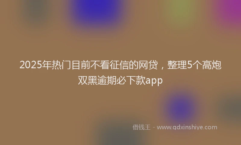 2025年热门目前不看征信的网贷，整理5个高炮双黑逾期必下款app