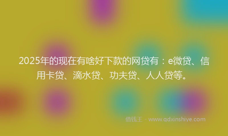 2025年的现在有啥好下款的网贷有：e微贷、信用卡贷、滴水贷、功夫贷、人人贷等。