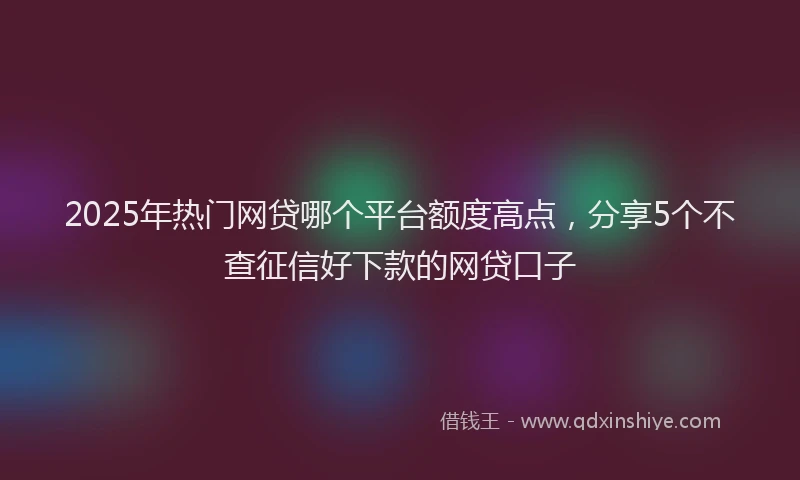 2025年热门网贷哪个平台额度高点，分享5个不查征信好下款的网贷口子