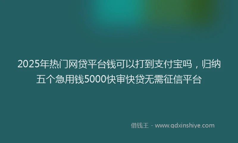 2025年热门网贷平台钱可以打到支付宝吗，归纳五个急用钱5000快审快贷无需征信平台