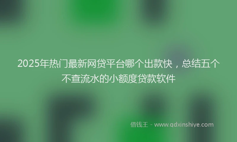 2025年热门最新网贷平台哪个出款快，总结五个不查流水的小额度贷款软件
