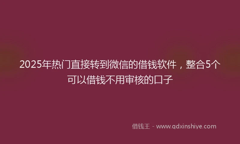 2025年热门直接转到微信的借钱软件，整合5个可以借钱不用审核的口子